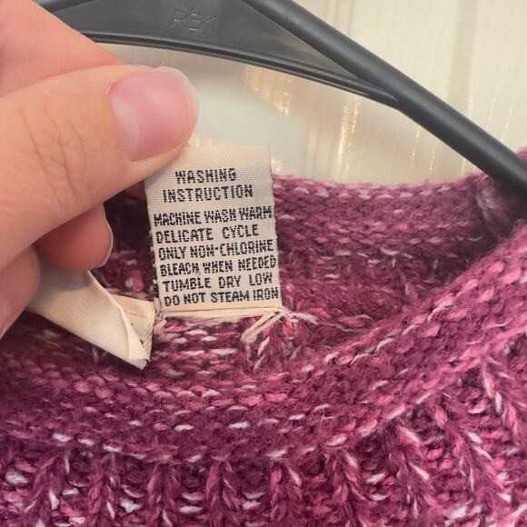 Vintage 90s Falls Creek Pullover Knit Sweater Size M Berry Pink Winter Casual - Picture 6 of 8